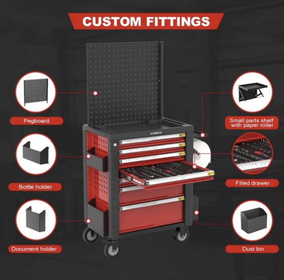 定制KINBOX 7抽屉滚动工具柜配件